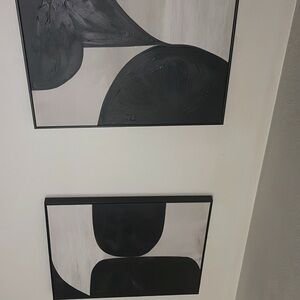 Abstract Black and Cream Modern Wall Art